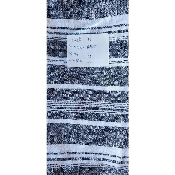 NWT Briggs Pants Women's Size XL Gray White Striped Wide Leg Pull On Linen Blend - Picture 7 of 11